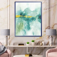 Blue Watercolor Impression with Gold  Wall Art