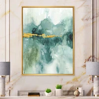Blue Watercolor Impression with Gold  Wall Art