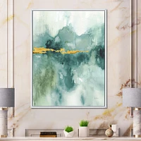 Blue Watercolor Impression with Gold  Wall Art