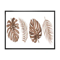 Tropical Monstera and Palm Leaf Terracotta  Wall Art