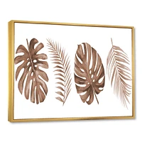 Tropical Monstera and Palm Leaf Terracotta  Wall Art