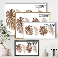 Tropical Monstera and Palm Leaf Terracotta  Wall Art