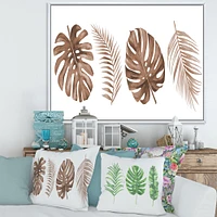 Tropical Monstera and Palm Leaf Terracotta  Wall Art