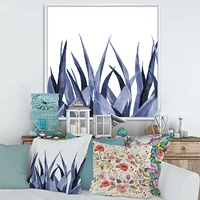 Navy Blue Agave Leaves  Wall Art
