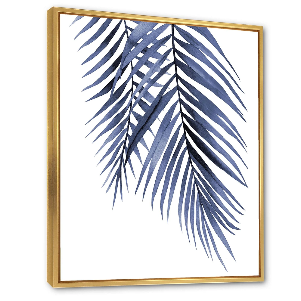 Blue Palm Leaves Abstract Tropical Branches  Wall Art