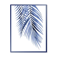 Blue Palm Leaves Abstract Tropical Branches  Wall Art