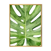 Green Monstera Leaf Tropical Palm Botanical Detail  Wall Art