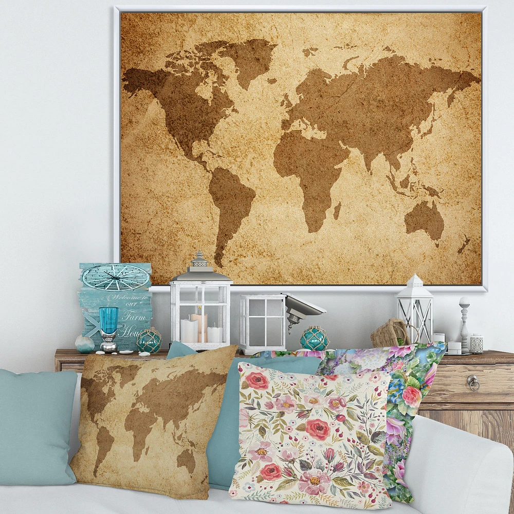 Ancient Map of The World V Canvas Wall Art