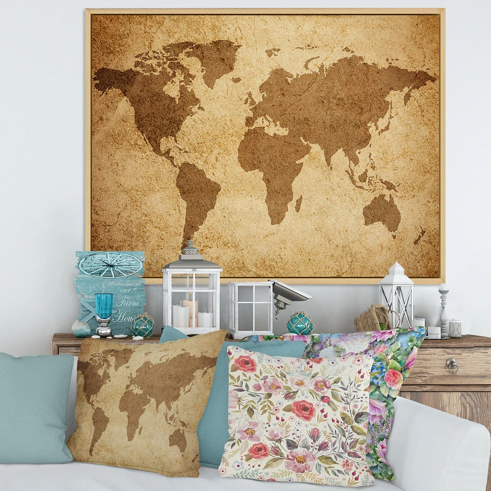 Ancient Map of The World V Canvas Wall Art