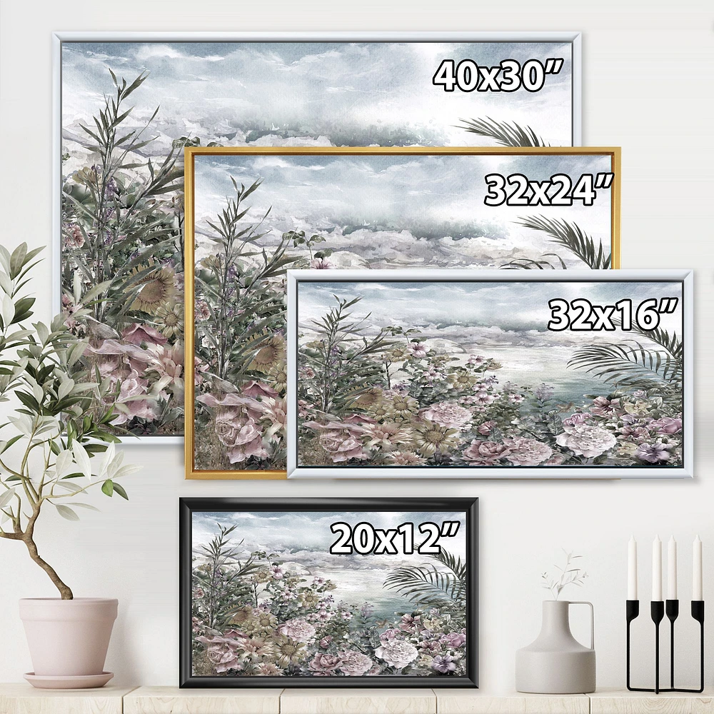 Retro Flowers by The Sea Side Wall Art