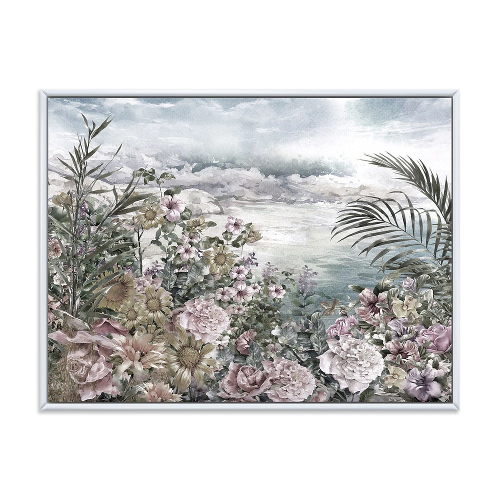 Retro Flowers by The Sea Side Wall Art