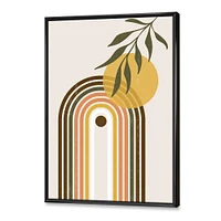 Abstract Yellow Sun with Retro Rainbow  Canvas Wall Art