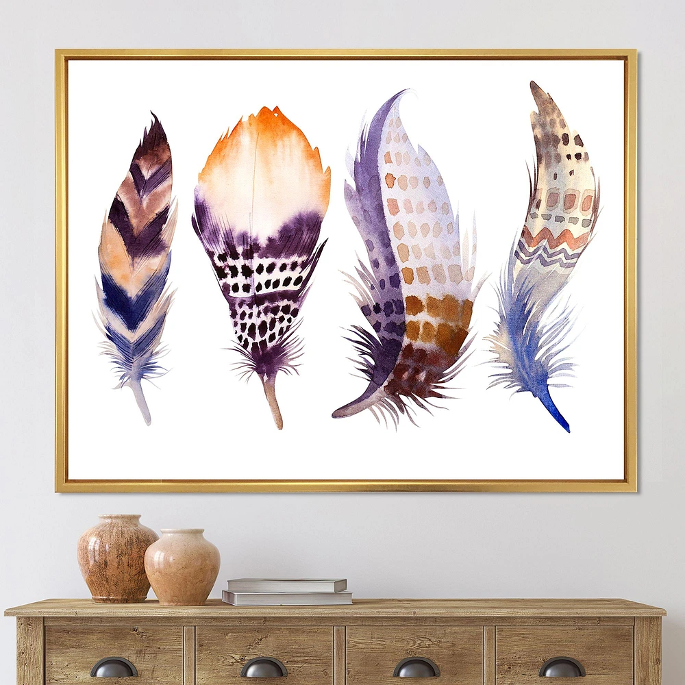 Purple Boho Feathers  Wall Art