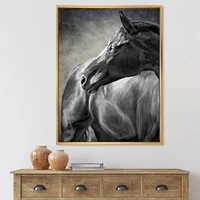 Portrait of A Black Horse  Canvas Wall Art Print
