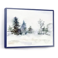 Christmas Minimalistic Forest Landscape and Snow Canvas Wall Art