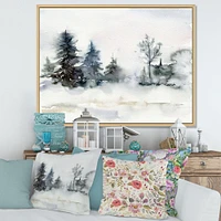 Christmas Minimalistic Forest Landscape and Snow Canvas Wall Art