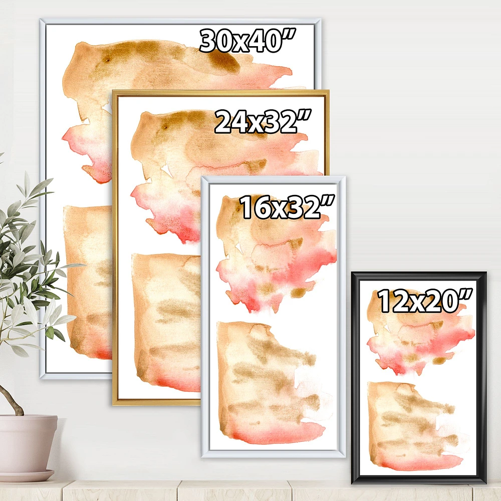 Pink Gold Red and Beige Abstract Clouds  Canvas Wall Art Print