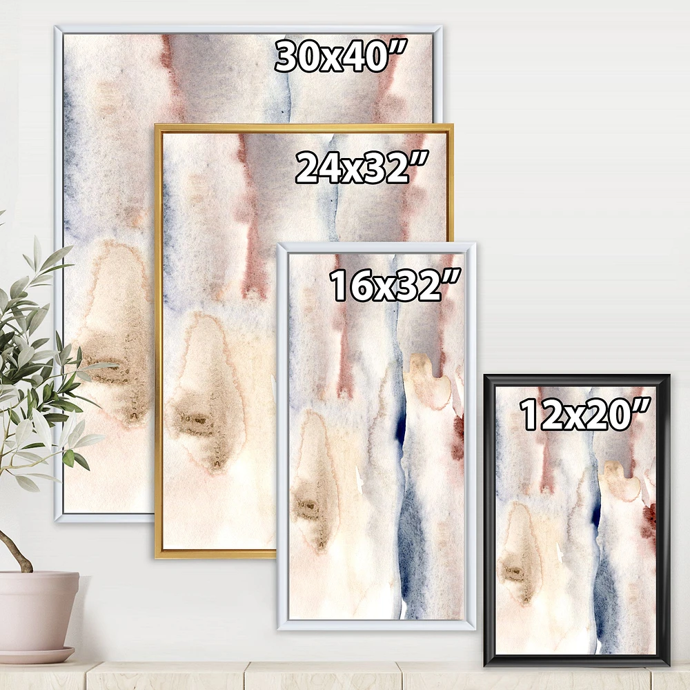 Pastel Abstract with Dark Blue Pink & Gray Spots  Wall Art