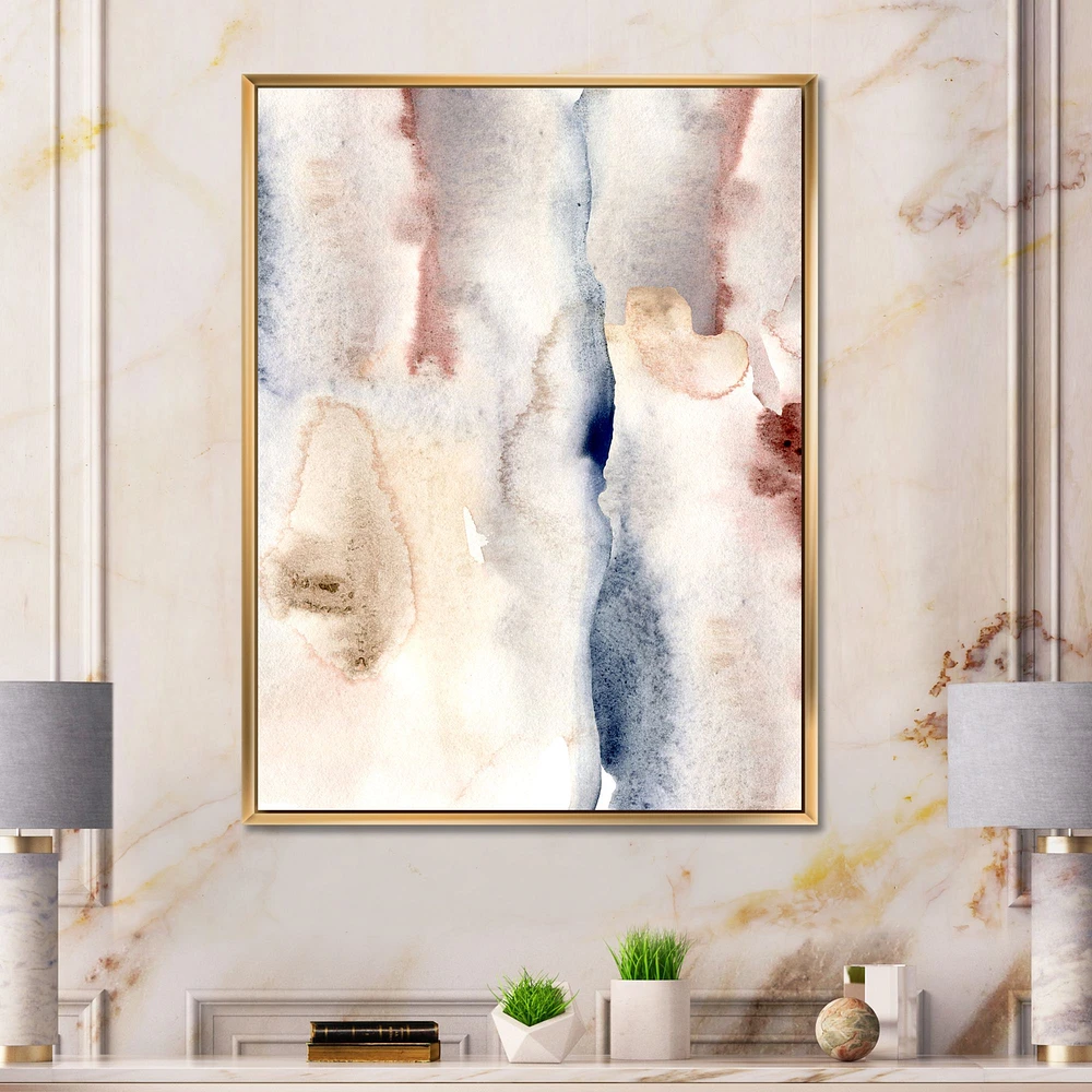 Pastel Abstract with Dark Blue Pink & Gray Spots  Wall Art