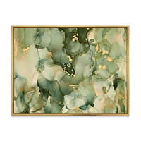 Green Luxury Abstract Fluid Art I Canvas Wall Print