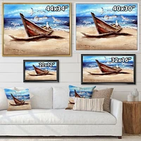 An Old Fishing Boat on The Sandy Beach Canvas Wall Art Print