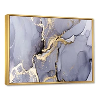 Closeup of Black and Golden Abstract Marble Texture Canvas Wall Art Print