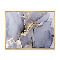 Closeup of Black and Golden Abstract Marble Texture Canvas Wall Art Print