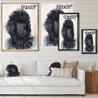 Portrait of The Black Poodle Puppy with Curly Coat  Canvas Wall Art Print