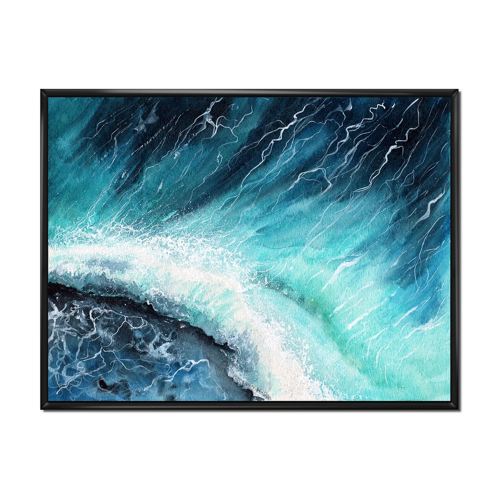 Navy Blue Ocean Waves with White Seafoam I Canvas Wall Art Print