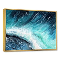 Navy Blue Ocean Waves with White Seafoam I Canvas Wall Art Print