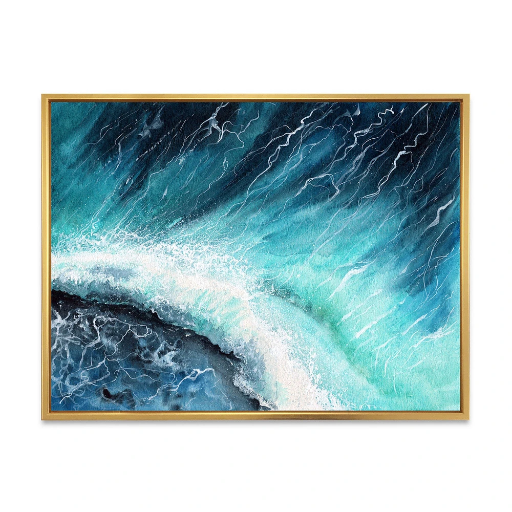 Navy Blue Ocean Waves with White Seafoam I Canvas Wall Art Print