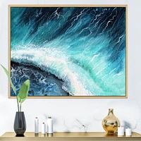 Navy Blue Ocean Waves with White Seafoam I Canvas Wall Art Print
