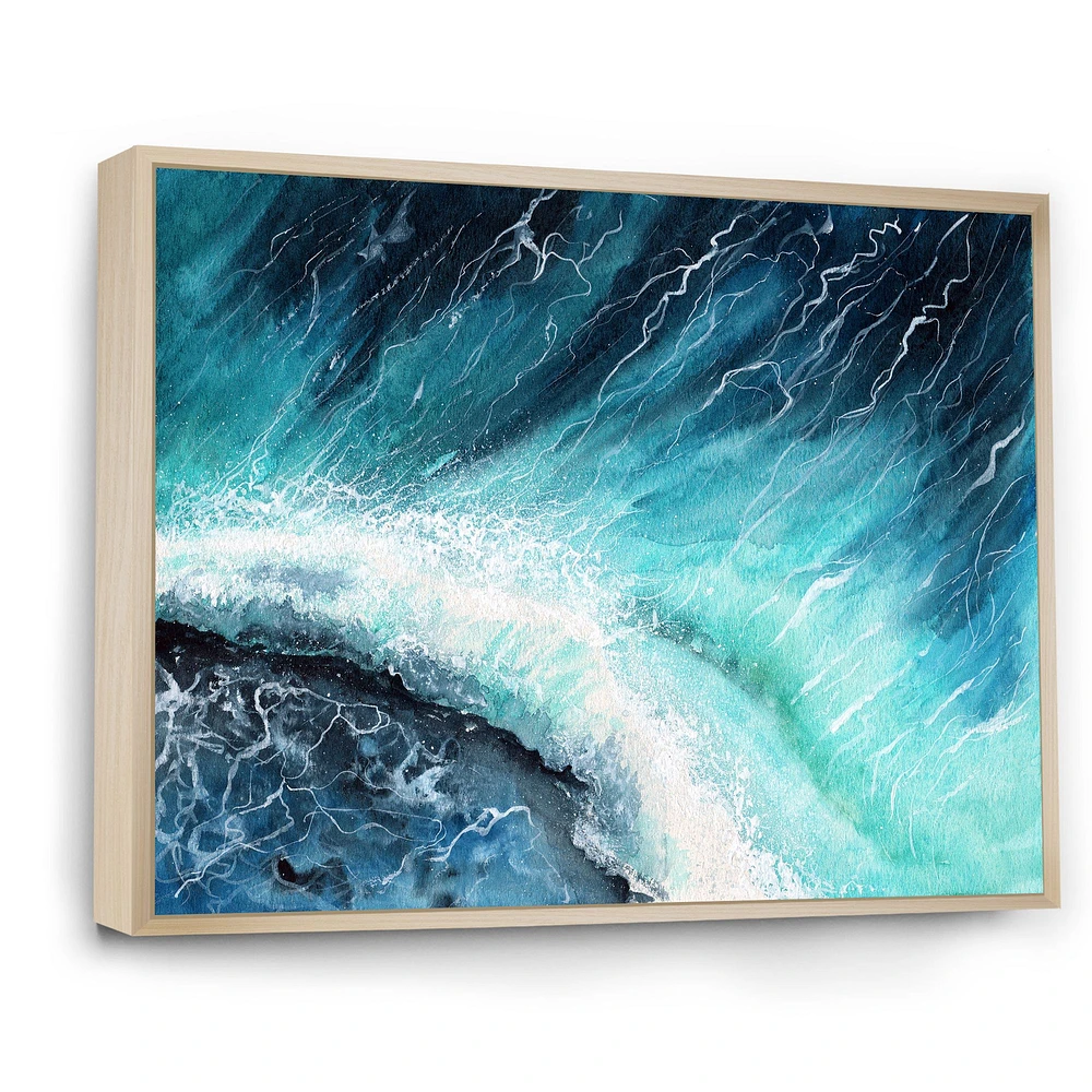 Navy Blue Ocean Waves with White Seafoam I Canvas Wall Art Print