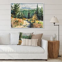 Landscape with Road Mountains  Canvas Wall Art Print