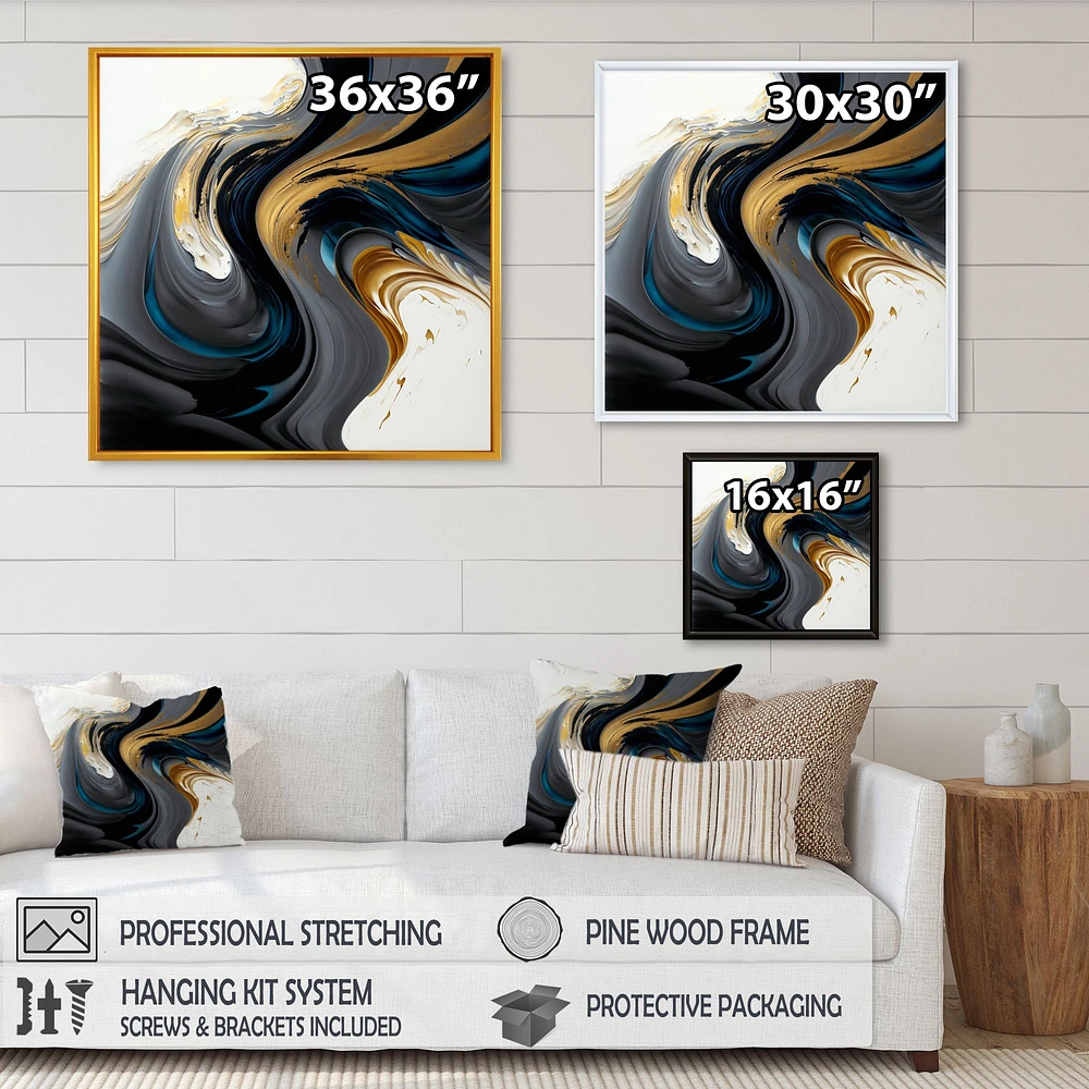 White and Gold Liquid Art IV Wall