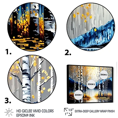 Monochrome Golden Birch Trees By The River IV Wall Art