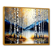 Monochrome Golden Birch Trees By The River IV Wall Art