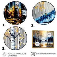Monochrome Golden Birch Trees By The River IV Wall Art