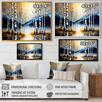 Monochrome Golden Birch Trees By The River IV Wall Art