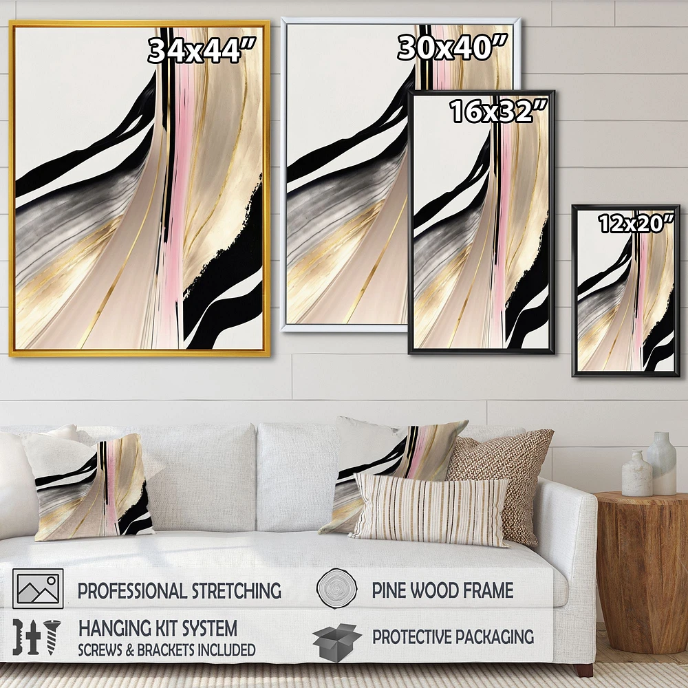 Minimalism Pink And Gold Cubic Fusion VII Wall Art