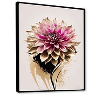 Pink Dahli Flower On Abstract Fusion Wall Art