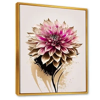 Pink Dahli Flower On Abstract Fusion Wall Art