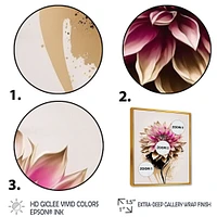 Pink Dahli Flower On Abstract Fusion Wall Art