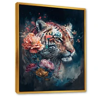 Cute Tiger Floral Art Wall