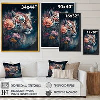 Cute Tiger Floral Art Wall