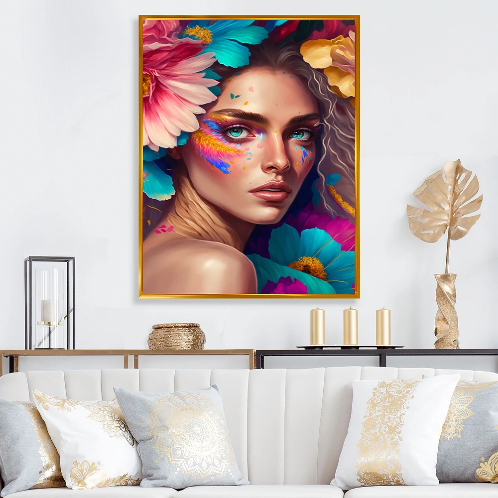 Floral Woman Portrait Wall Art