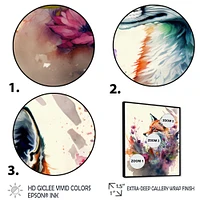 Cute Fox Floral Art Wall