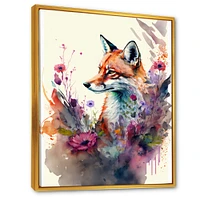 Cute Fox Floral Art Wall
