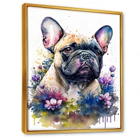 Cute Frenchie Floral Art I Wall