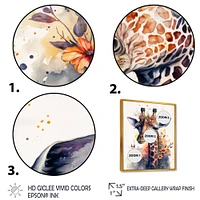 Cute Giraffe Floral Art I Wall